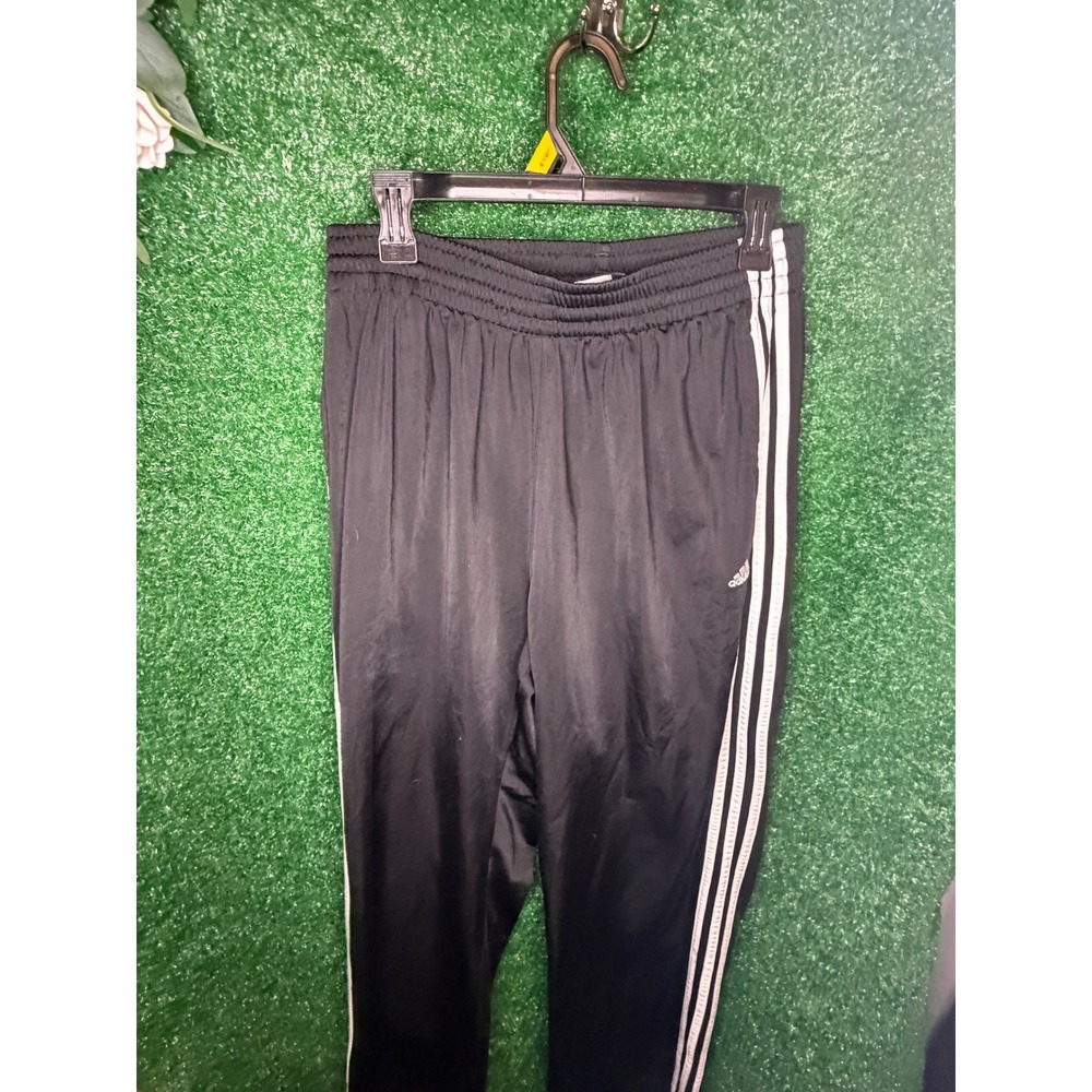 Adidas Black 3 Stripe Track Pants Large Athletic Y2K Style